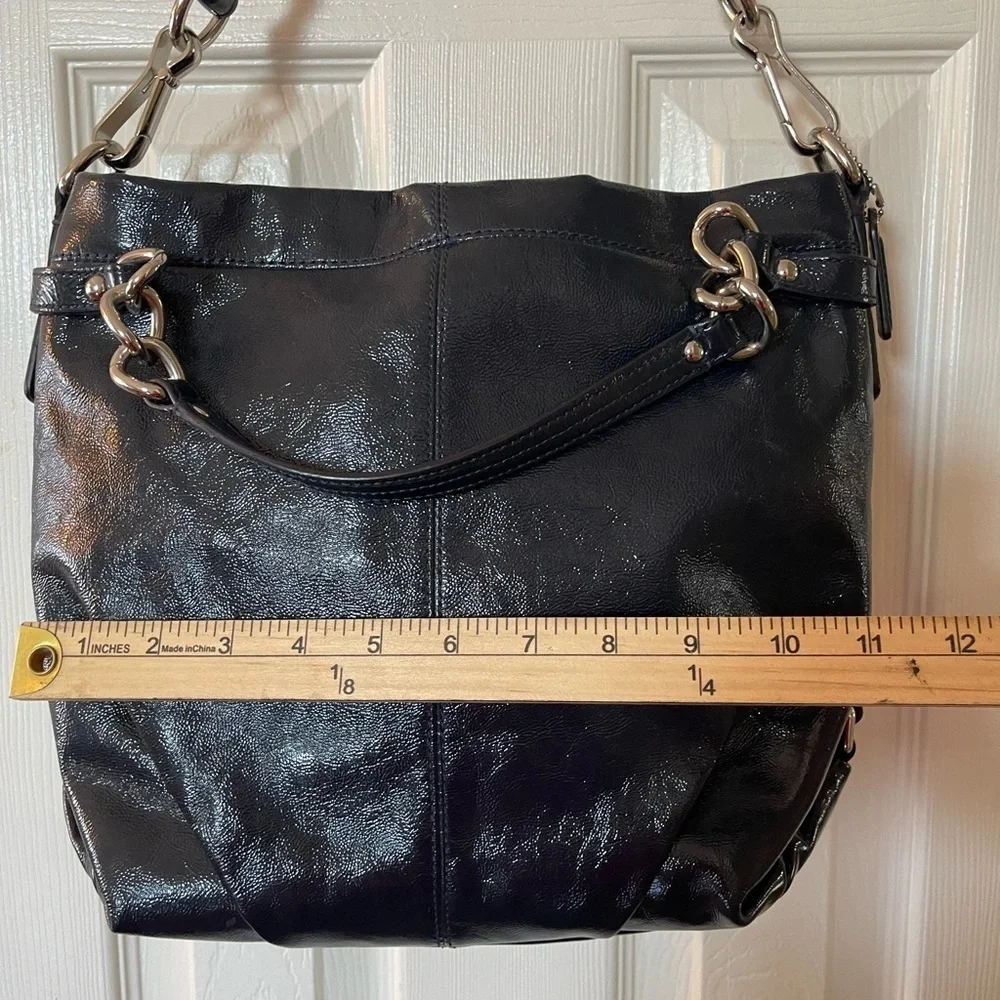 Coach Navy Blue Patent Leather “Brooke” Hobo Handbag